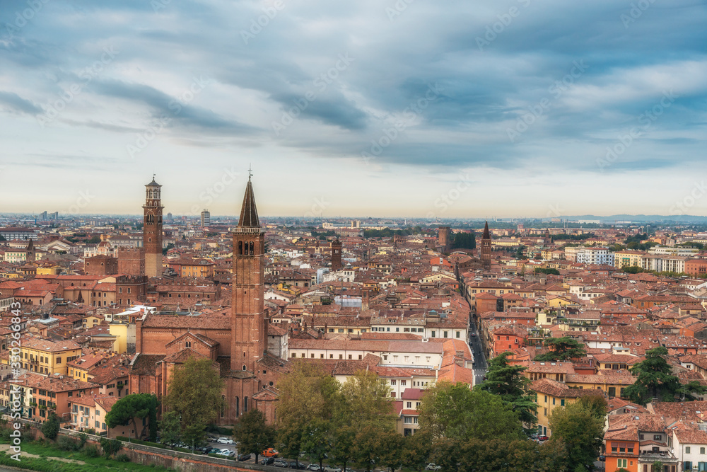 Panoramic view of Verona centre city, Veneto region, Italy.