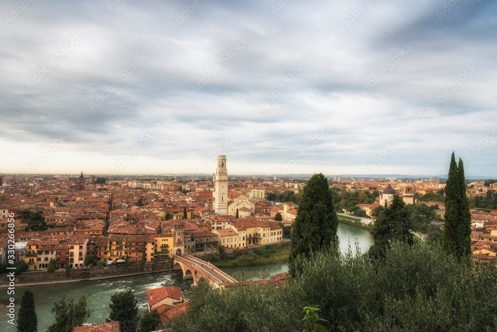 Aerial view of Verona, Veneto region, Italy.