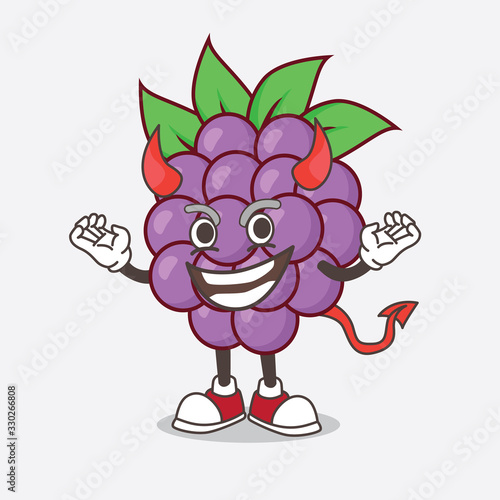 Boysenberries Fruit cartoon mascot character as cruel devil