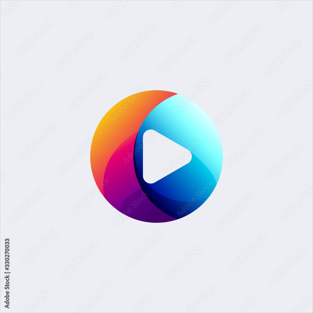 play button gradient color icon design template play button gradient color icon design template
