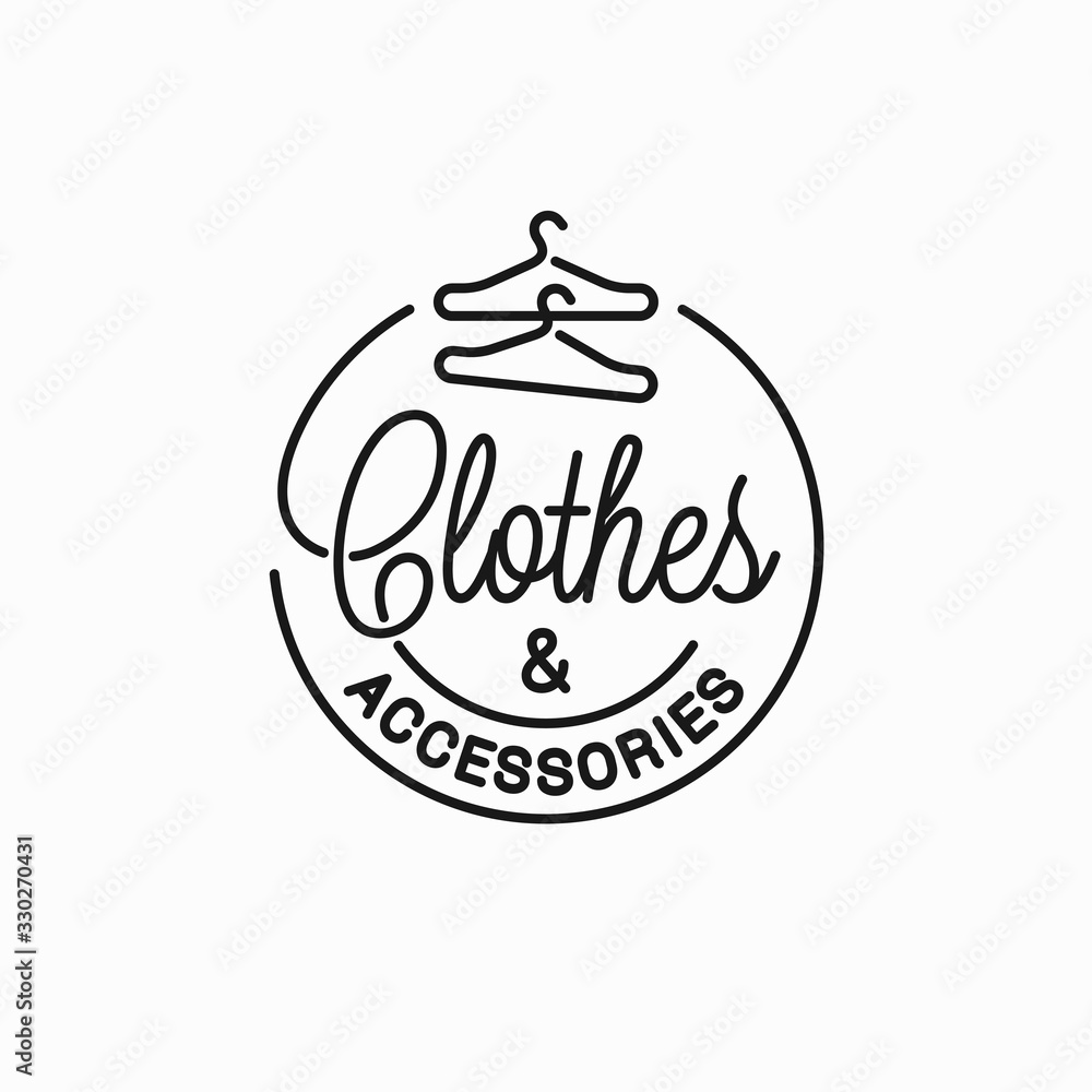 Clothes and accessories logo. Linear of clothes Stock Vector | Adobe Stock