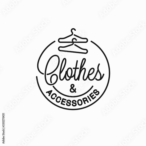 Clothes and accessories logo. Linear of clothes