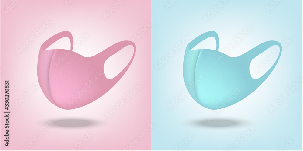 Realistic 3D Surgical mask and Virus Protection isolated Pastel color background. Safety Breathing,  Health Care and Medical Concept Design.