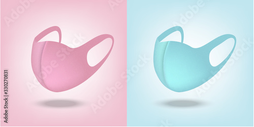 Realistic 3D Surgical mask and Virus Protection isolated Pastel color background. Safety Breathing,  Health Care and Medical Concept Design.