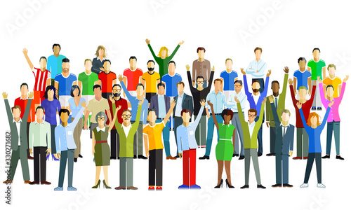 fröhliche Gruppe von Menschen in der Gemeinschaft – Vektor Illustration