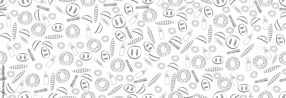 Baking. Bakery baking on a white background. Vector illustration, seamless pattern. Baking. Bakery baking on a white background. Vector illustration, seamless pattern.