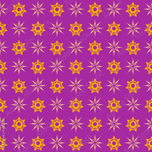 Colorful Geometric Pattern | Decorative Background Vector | Colors: Purple, Gold, Beige | Seamless Wallpap