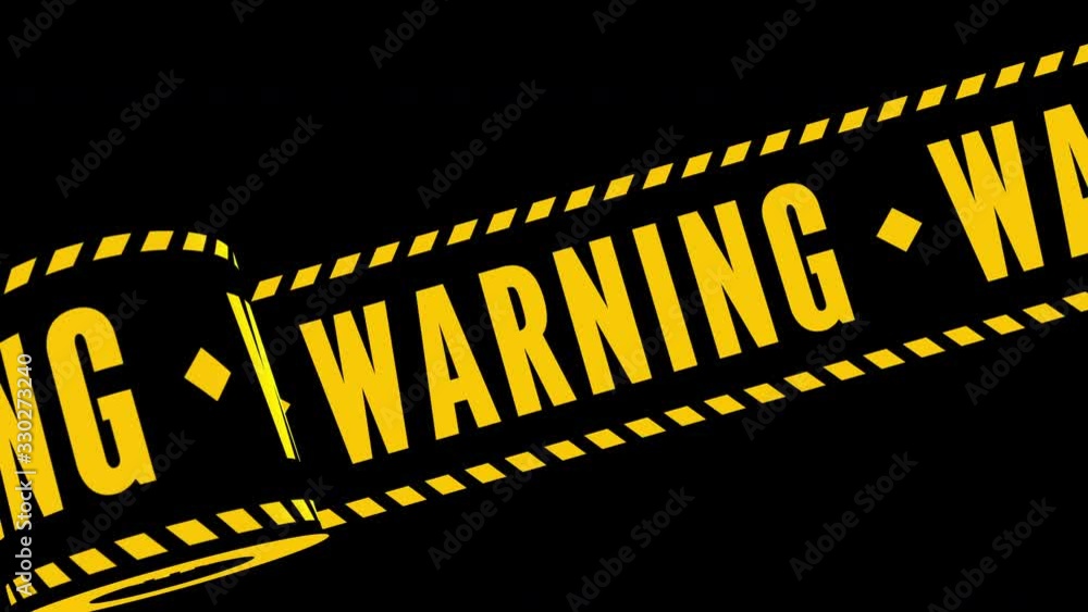 Animated warning tapes. Black and yellow line striped. Isolation ...