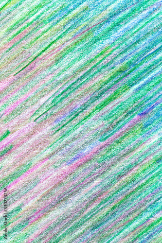 Green abstract background. Hand drawing texture. Colored pencils
