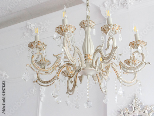 Baroque decorative chandelier close-up.