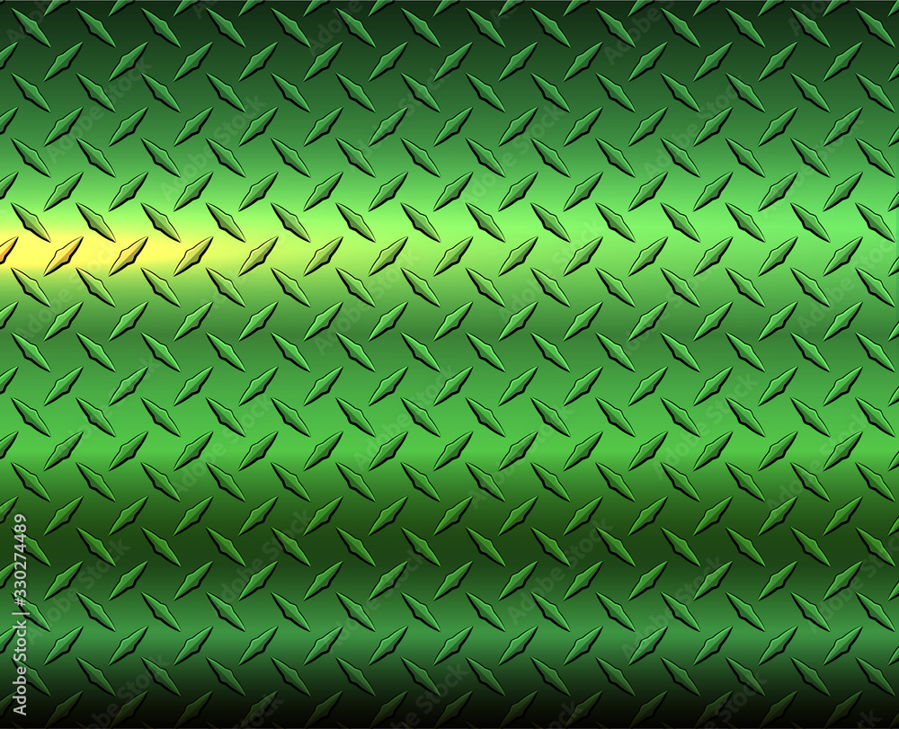 Metallic green diamond steel metal sheet texture background Stock