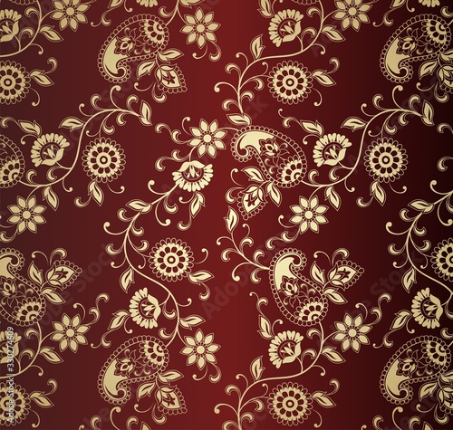 traditional paisley floral pattern , textile , Rajasthan, India 