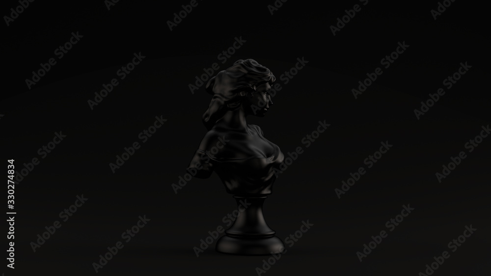 Fototapeta premium Black Bust Sculpture Black Background 3d illustration 3d render 
