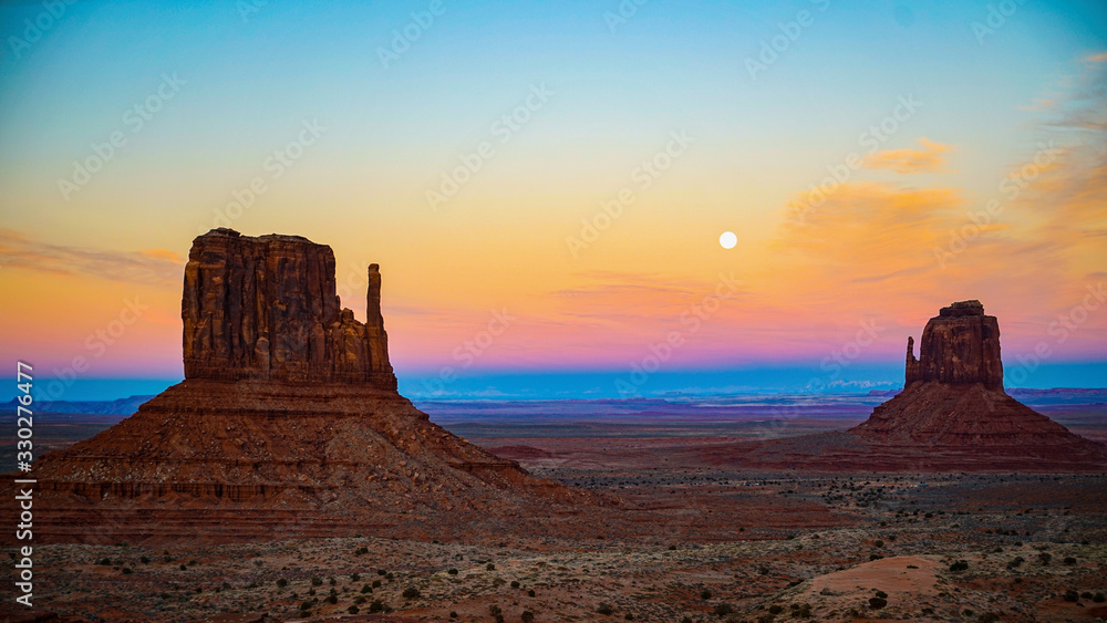 Snow Moon in Monument Valley