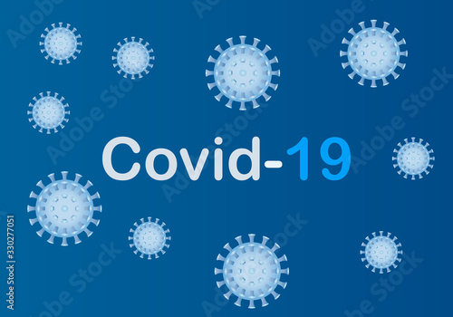 Covid-19 o coronavirus de color azul sobre fondo azul.