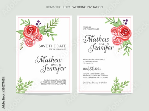 Romantic Simple Flower Wedding Invitation