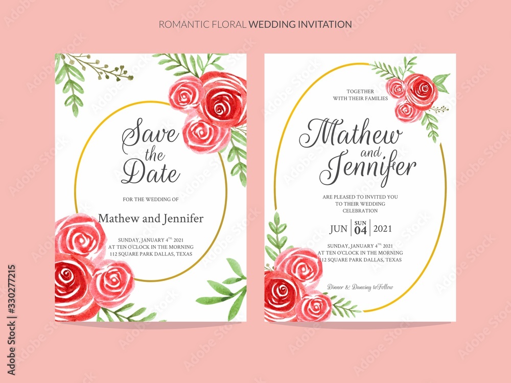 Obraz Romantic Red Flower Wedding Invitation