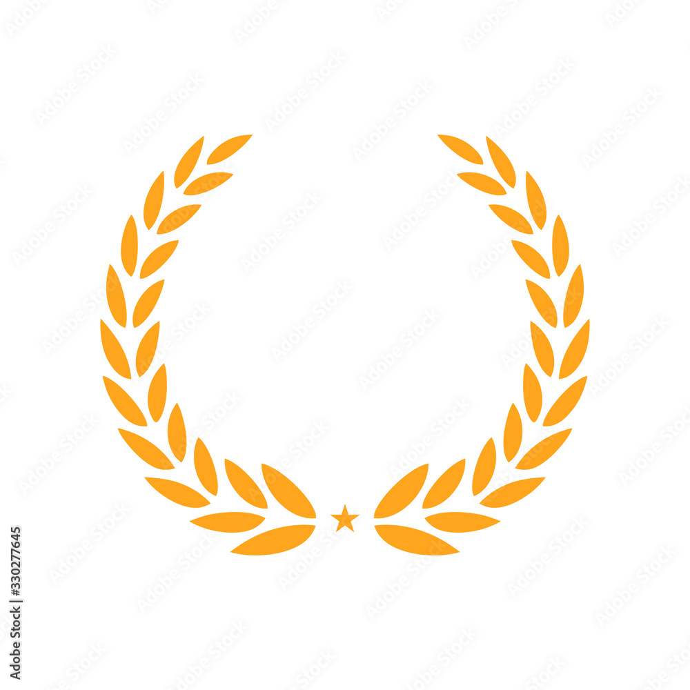 Golden Laurel wreath. Isolated vector illustration. Hand drawn vector. Round frame for invitations, greeting cards, quotes, logos, posters and more. Golden Laurel wreath. Isolated vector illustration. Hand drawn vector. Round frame for invitations, greeting cards, quotes, logos, posters and more.