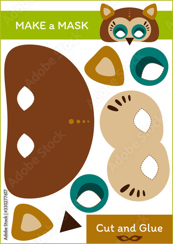 Cut and Glue Worksheet - Make a Mask - Owl