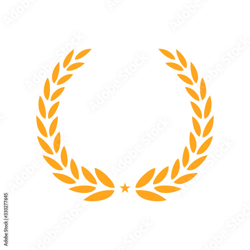 Golden Laurel wreath. Isolated vector illustration. Hand drawn vector. Round frame for invitations, greeting cards, quotes, logos, posters and more.