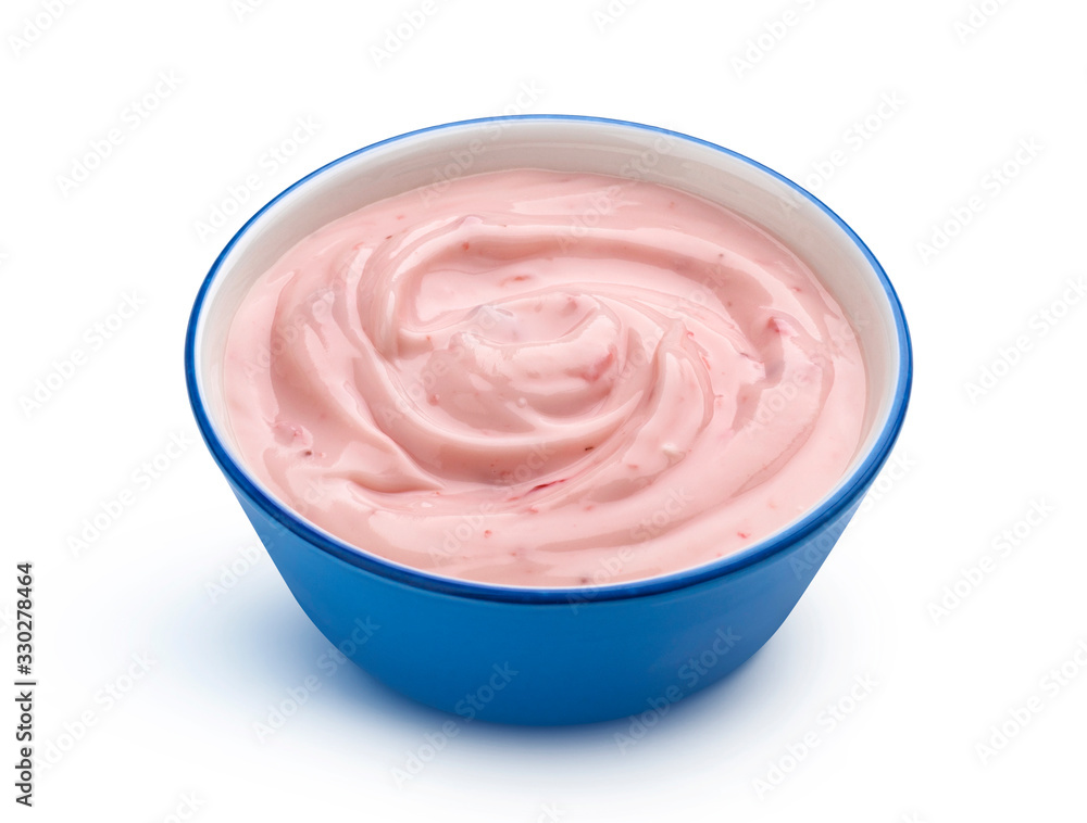 Strawberry yogurt isolated on white background Strawberry yogurt isolated on white background