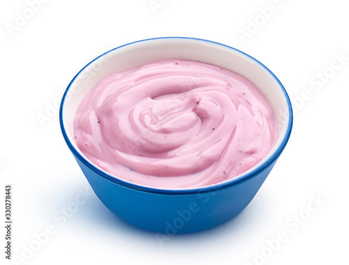 Blueberry yogurt isolated on white background