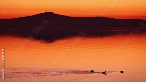 sunset on lake trasimeno umbria italy