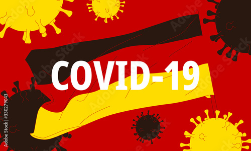 The crisis of virus epidemic in Germany by using national flags as illustrations.