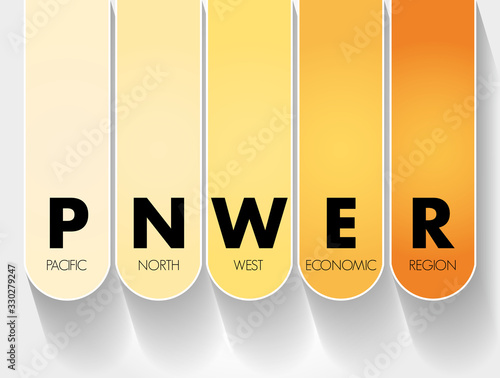 PNWER - Pacific Northwest Economic Region acronym, business concept background