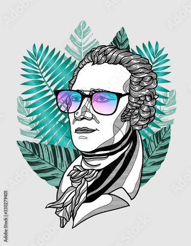 Alexander Hamilton sculpture. Vector illustration hand drawn.
