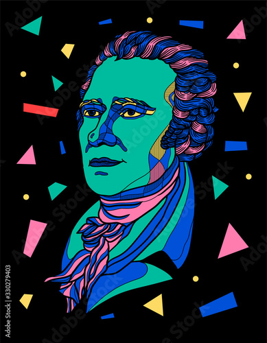 Alexander Hamilton sculpture. Vector illustration hand drawn.