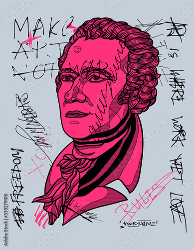 Alexander Hamilton sculpture. Vector illustration hand drawn.