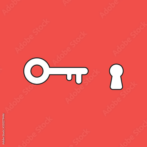 Vector illustration icon concept of key and keyhole.