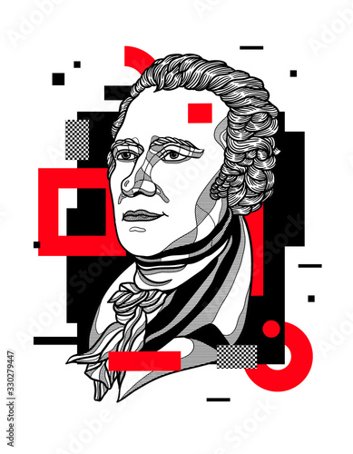 Alexander Hamilton sculpture. Vector illustration hand drawn.