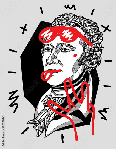 Alexander Hamilton sculpture. Vector illustration hand drawn.