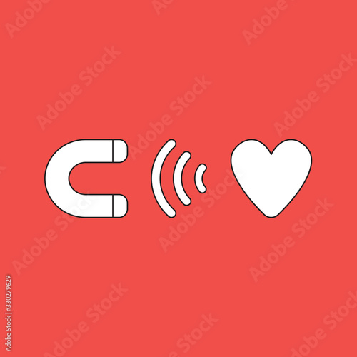 Vector illustration icon concept of magnet attracting heart.