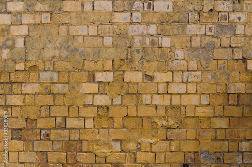 Yellow Red brick wall texture grunge background