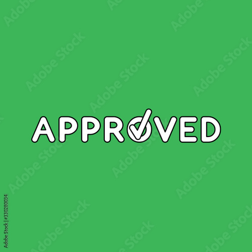 Vector illustration concept of approved text with check mark.