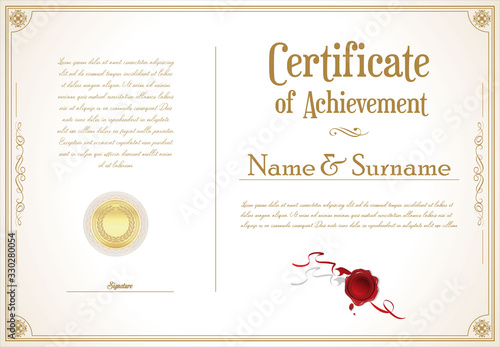 Certificate or diploma retro design template