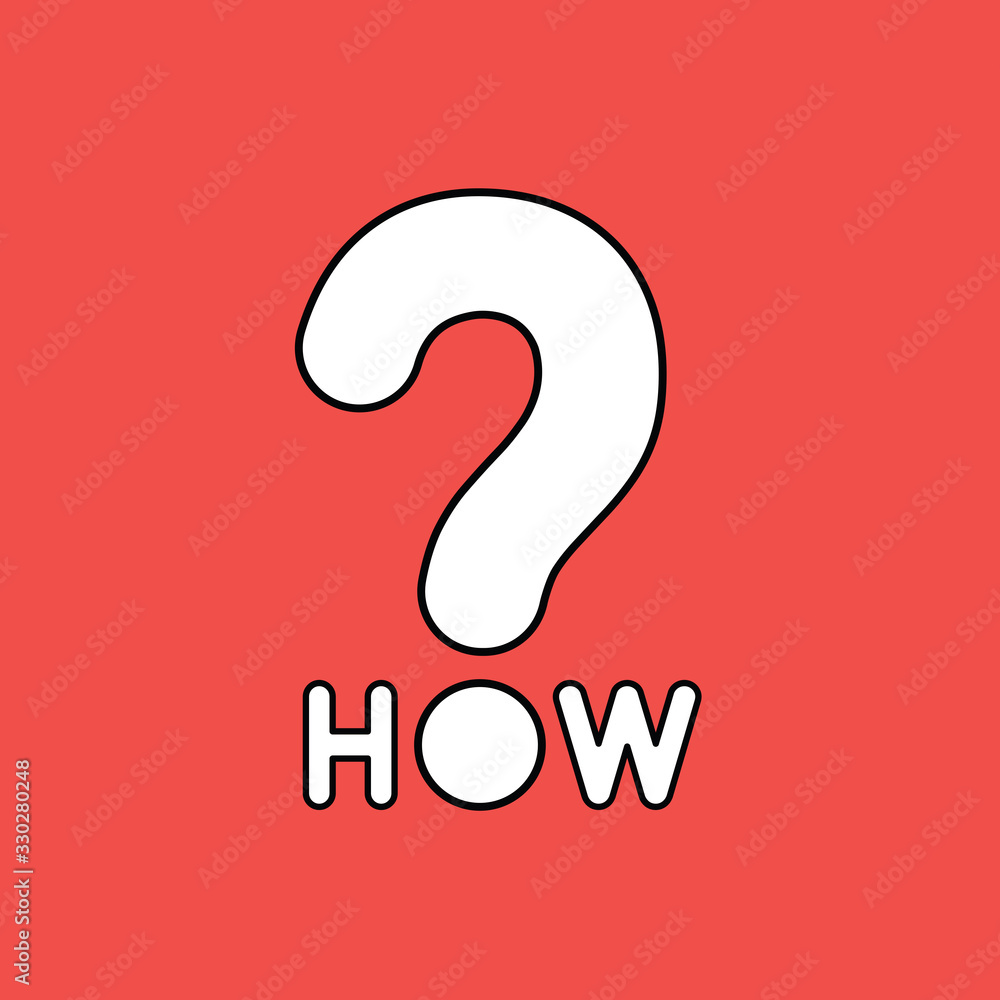 Vector illustration concept of how text with question mark. Vector illustration concept of how text with question mark.