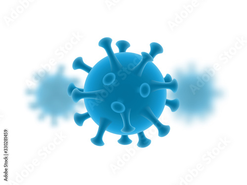 Coronavirus 2019-nCov, MERS virus, novel coronavirus. Covid-19. Vector 3d abstract virus, bacteria. Blue cells infected organism, isolated on white background.