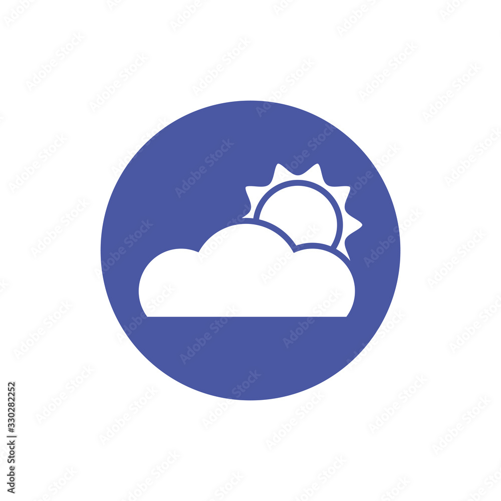 summer sun with cloud block style icon summer sun with cloud block style icon
