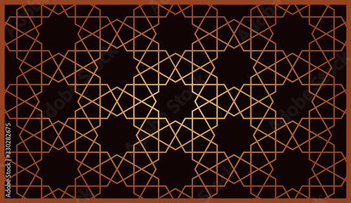 Gold Islamic Ornament Pattern for decoration greeting card or interior. Vector Illustration.