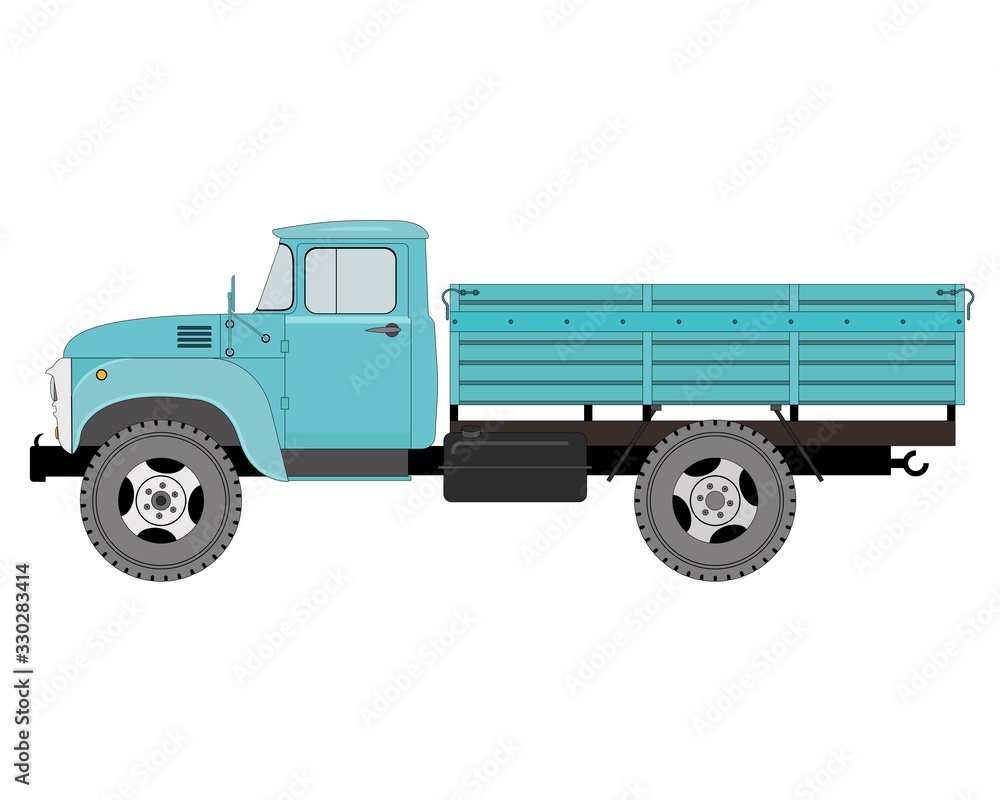 Flatbed truck, isolated on white background, vector illustration