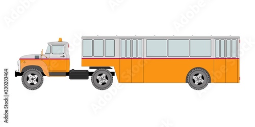 Airport bus to deliver passengers to the aircraft, isolated, on a white background, vector illustration