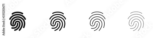 Set of different fingerprint logos. Identity, authorization or privacy concept. Modern style. Vector illustration. photo