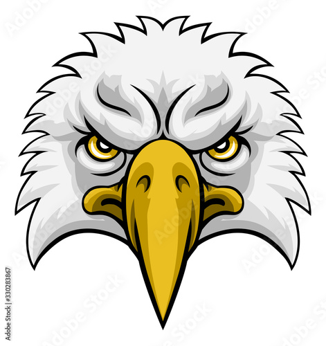An eagle head face cartoon character mascot illustration