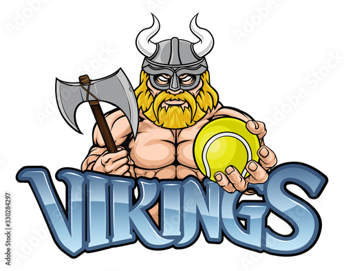 A Viking warrior gladiator tennis sports mascot