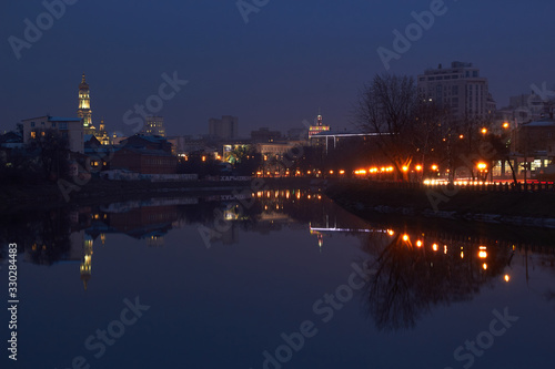 night city reflection in the river