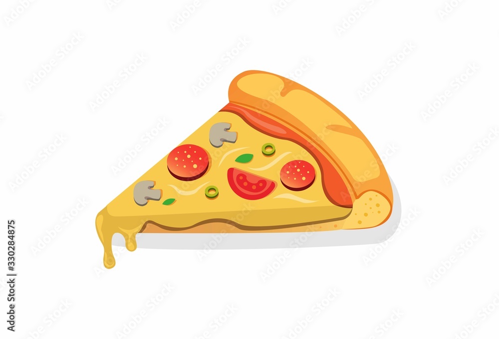 single slice italian pizza cartoon flat illustration vector isolated in white background single slice italian pizza cartoon flat illustration vector isolated in white background